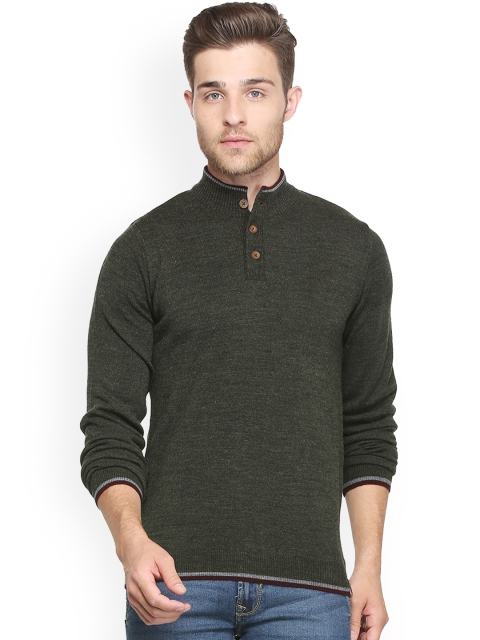 

Peter England Men Green Solid Pullover