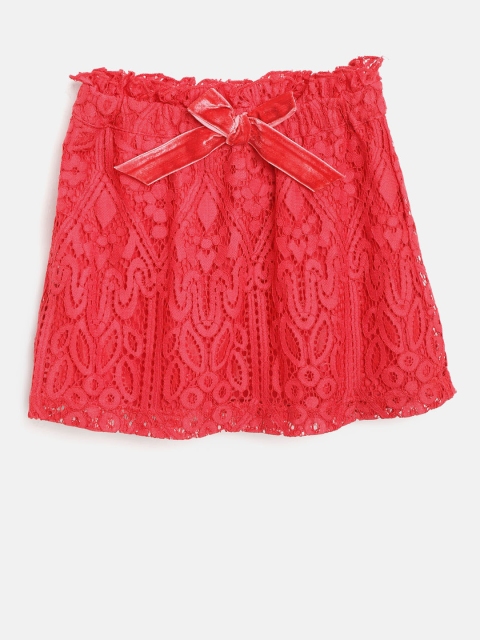 

United Colors of Benetton Girls Red Lace A-Line Skirt