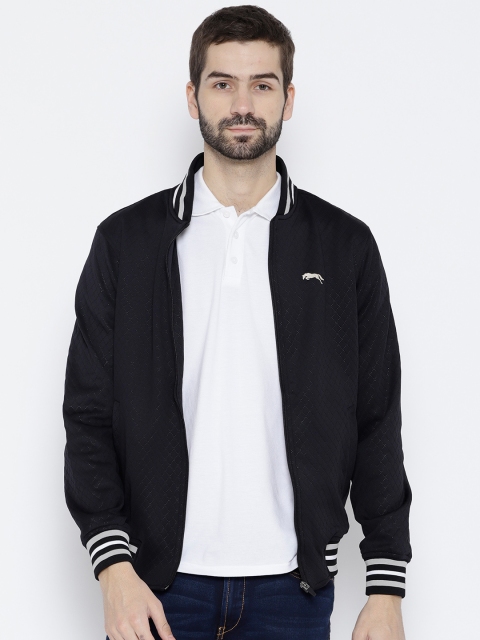 

JUMP USA Men Navy Blue Solid Varsity Jacket