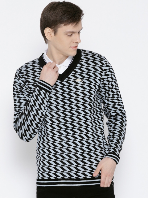

JUMP USA Men Blue & Black Self Design Sweater