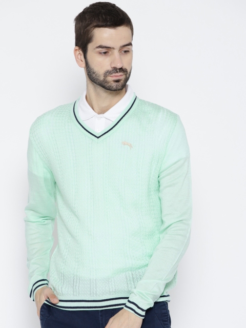 

JUMP USA Men Green Cable Knit Sweater