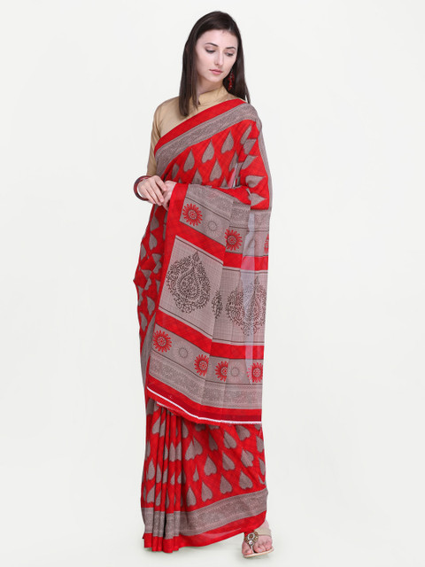 

Triveni Red & Grey Printed Saree