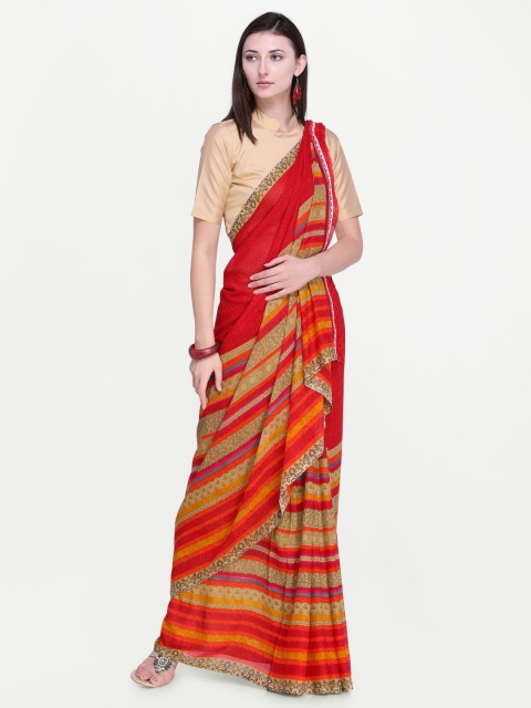 

Triveni Red & Brown Printed Saree