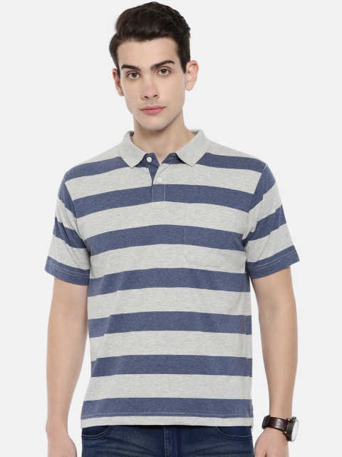 

Classic Polo Men Navy Blue Striped Polo Collar T-shirt