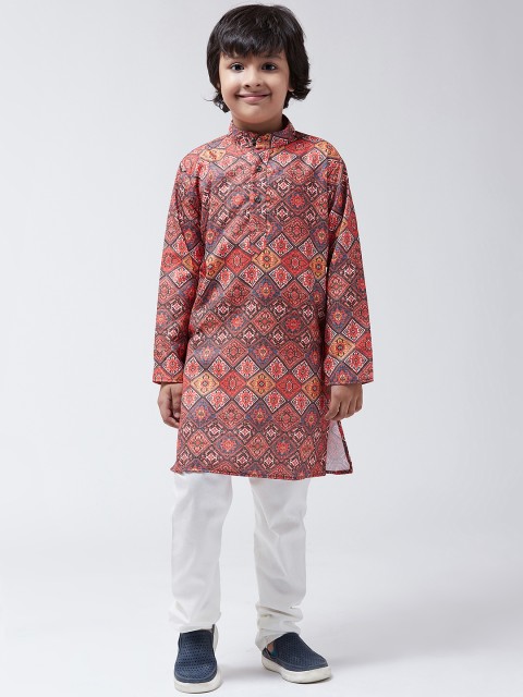 

SOJANYA Boys Multicoloured & White Printed Kurta with Churidar, Multi