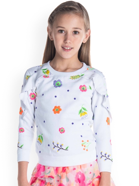 

Cherry Crumble Girls White Printed Sweatshirt