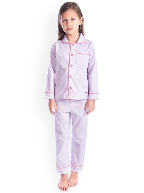 

Cherry Crumble Unisex Pink & Blue Midnight Checked Night suit