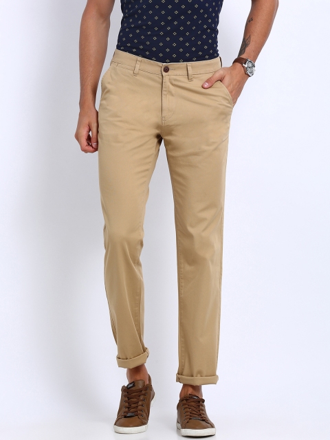 

Crocodile Men Beige Slim Fit Solid Regular Trousers