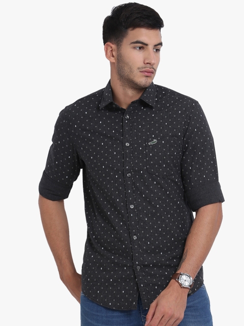 

Crocodile Men Charcoal & White Slim Fit Printed Casual Shirt