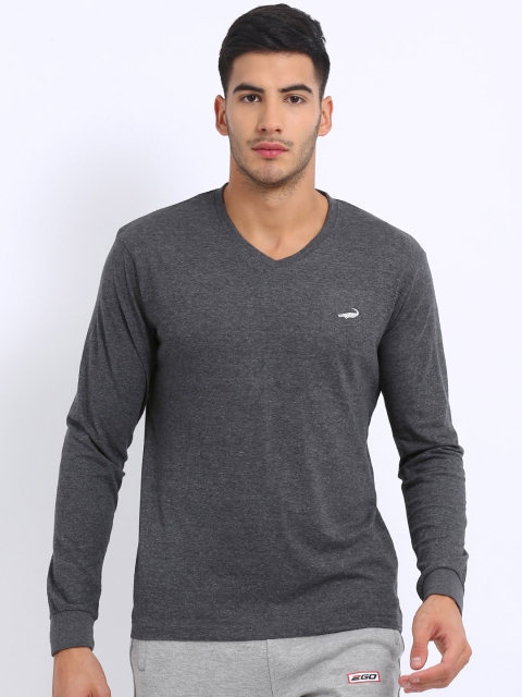 

Crocodile Men Charcoal Solid V-Neck T-shirt