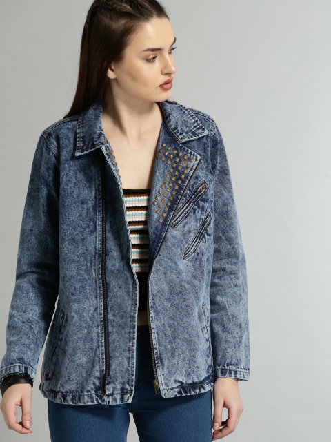 

Roadster Women Blue Faded Denim Jacket