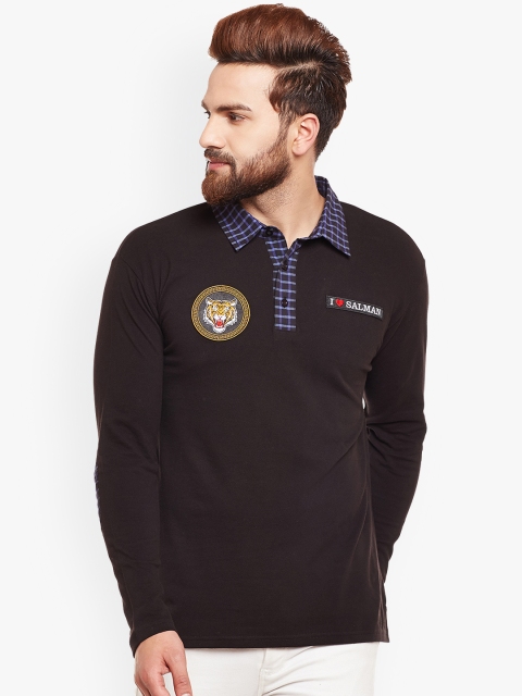 

Hypernation Men Brown Solid Polo Collar T-shirt