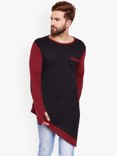 

Hypernation Men Black Colourblocked Round Neck T-shirt