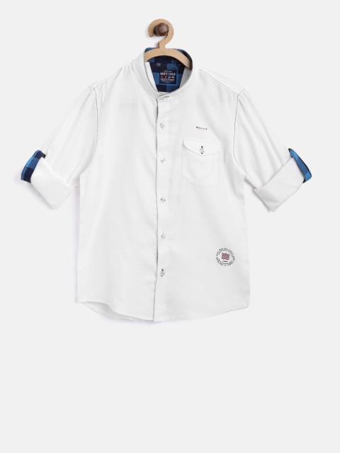 

Monte Carlo Boys White Regular Fit Self-Checked Casual Shirt
