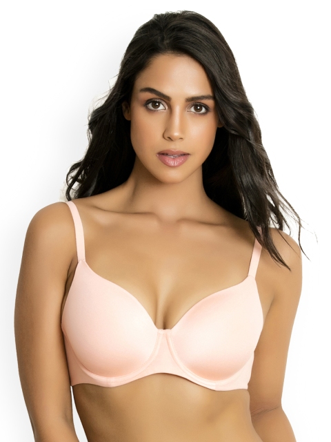 

Zivame Peach-Coloured Solid Underwired Lightly Padded T-shirt Bra ZI1403COREZPINK