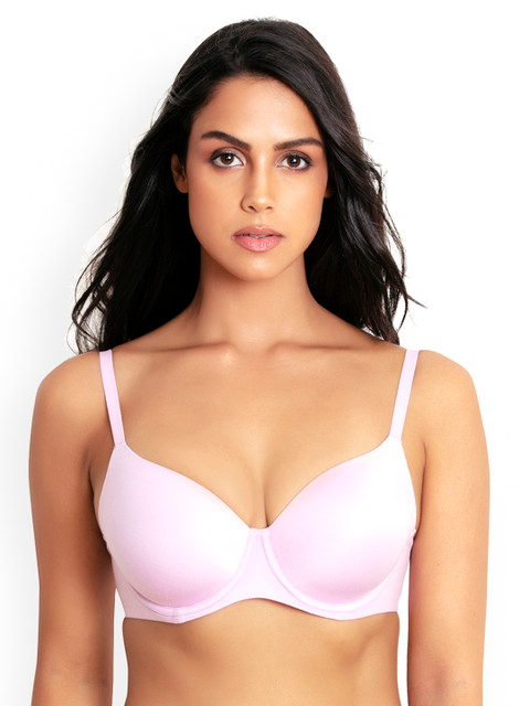 

Zivame Pink Solid Underwired Lightly Padded T-shirt Bra ZI1403CORE