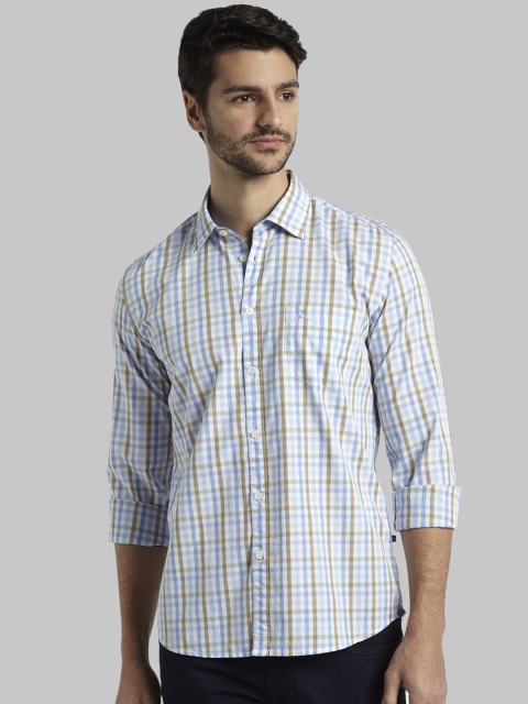

Parx Men Blue Slim Fit Checked Casual Shirt