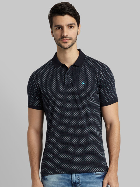 

Parx Men Navy Blue Printed Polo T-shirt