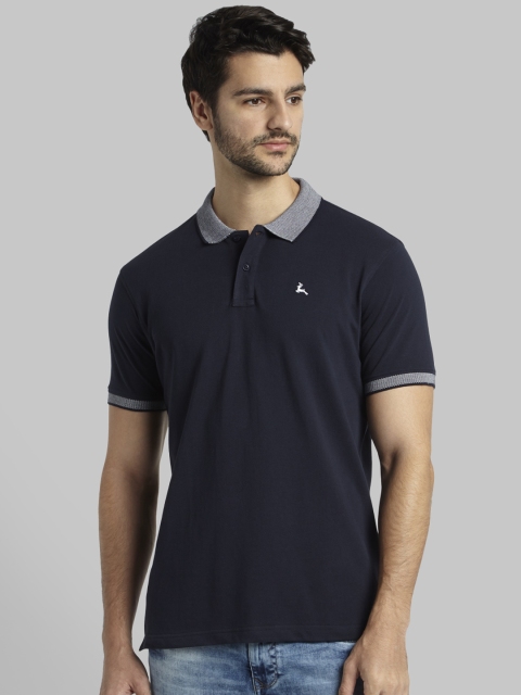 

Parx Men Navy Blue Solid Polo Collar T-shirt