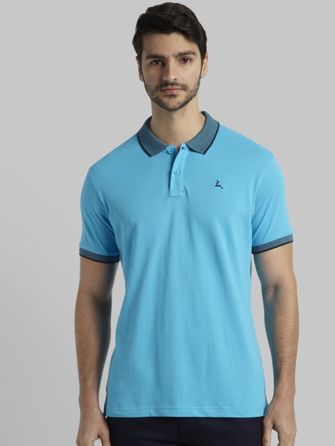 

Parx Men Blue Solid Polo Collar T-shirt