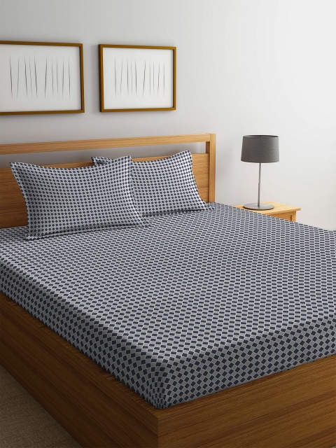 

Portico New York Grey Solid Flat 300 TC Cotton 1 King Bedsheet with 2 Pillow Covers
