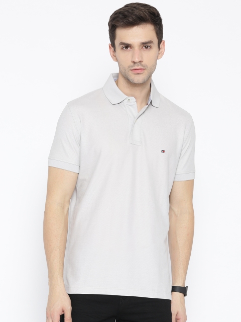 

Tommy Hilfiger Men Grey Solid Polo Collar T-shirt