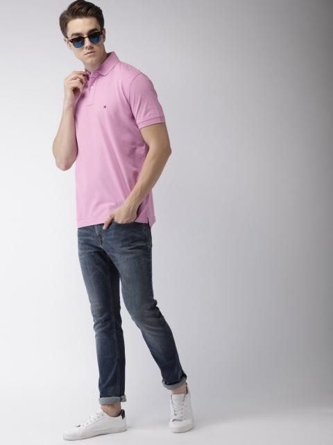 

Tommy Hilfiger Men Mauve Solid Polo Collar T-shirt