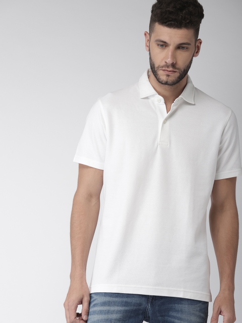

Tommy Hilfiger Men White Solid Slim Fit Polo Collar T-shirt