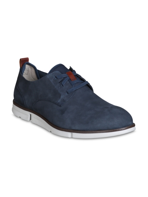 

Clarks Men Navy Blue Solid Leather Derbys