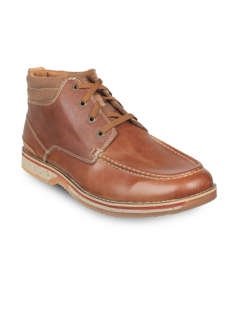 

Clarks Men Brown Solid Nubuck Mid-Top Flat Boots
