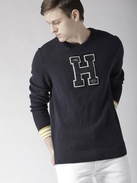 

Tommy Hilfiger Men Navy Blue Solid Pullover