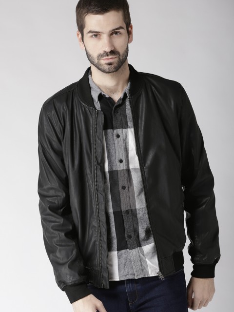 

Tommy Hilfiger Men Black Perforated Solid Bomber Jacket