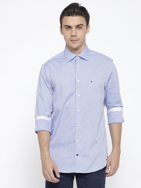 

Tommy Hilfiger Men Blue Regular Fit Self Design Casual Shirt