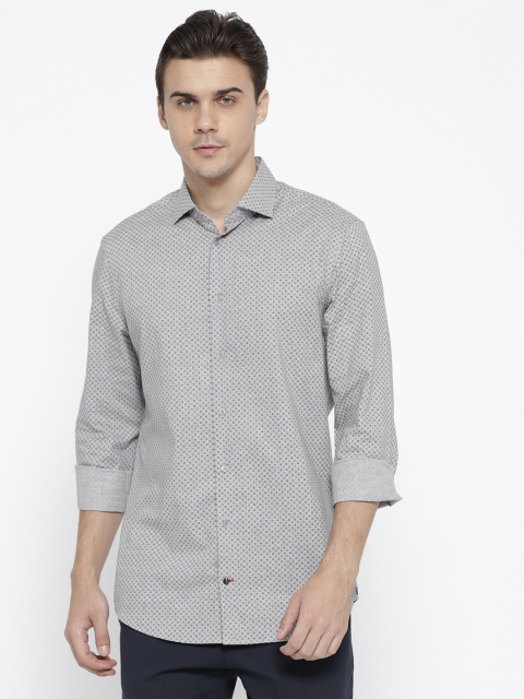 

Tommy Hilfiger Men Grey & Navy Slim Fit Printed Casual Shirt