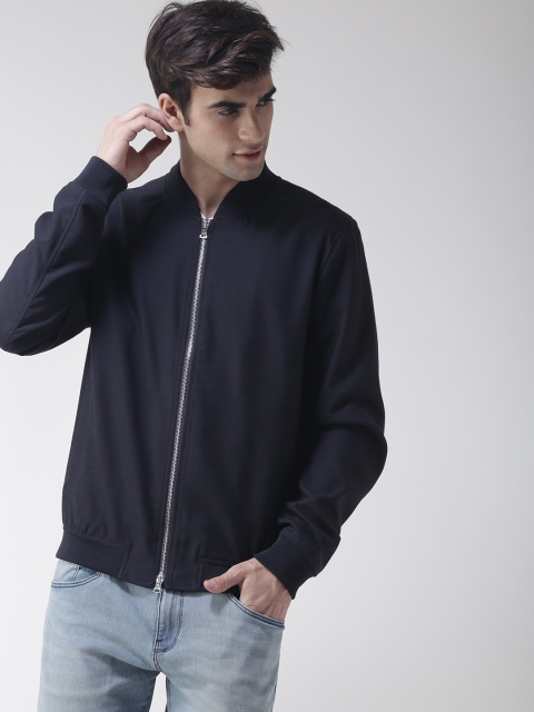 

Tommy Hilfiger Men Navy Blue Solid Woollen Bomber Jacket