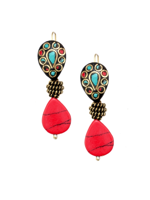 

Anetra Red Teardrop Shaped Drop Earrings