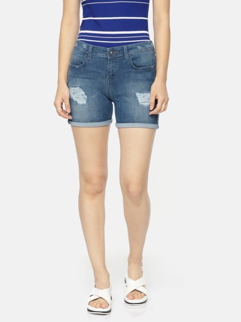 

Jealous 21 Women Blue Washed Regular Fit Denim Shorts