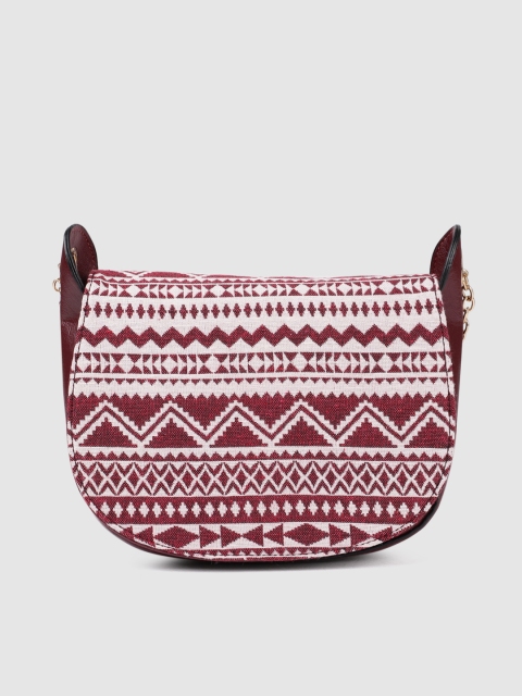 

Global Desi Maroon & White Self Design Sling Bag