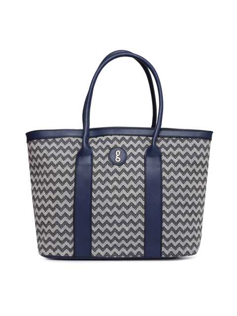 

Global Desi Navy Blue & White Self Design Shoulder Bag