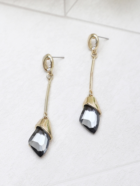

Shining Diva Gold-Toned & Grey Contemporary Drop Earrings