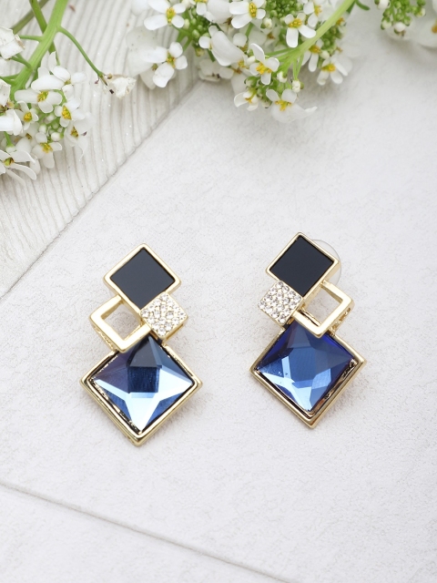 

Shining Diva Gold & Blue Geometric Drop Earrings