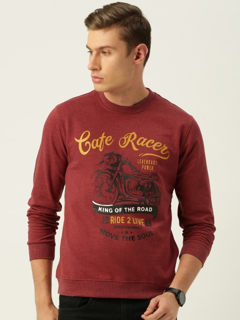 

Peter England Men Maroon Printed Sweatshirt