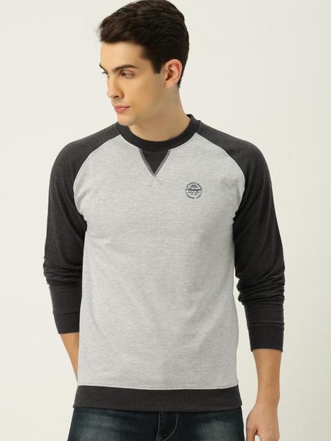 

Peter England Men Grey Melange Solid Sweatshirt