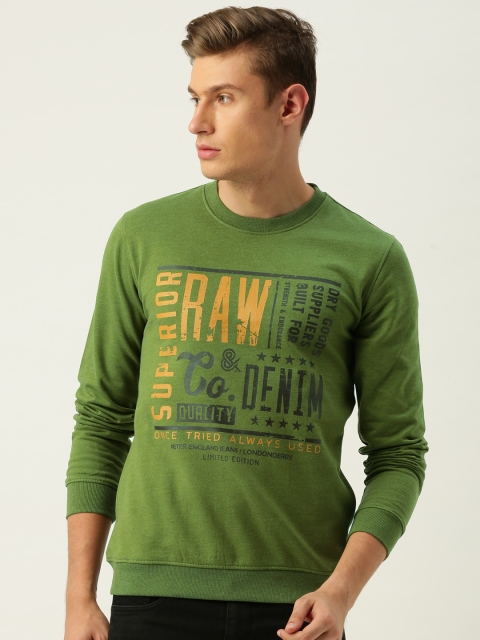 

Peter England Men Olive Green Printed Sweatshirt