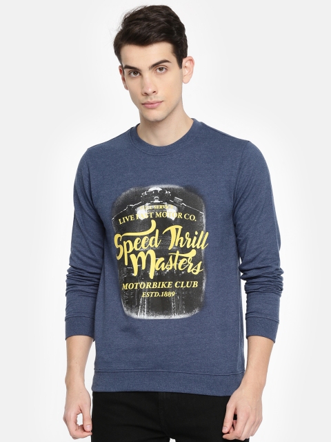 

Peter England Men Blue Printed Sweatshirt