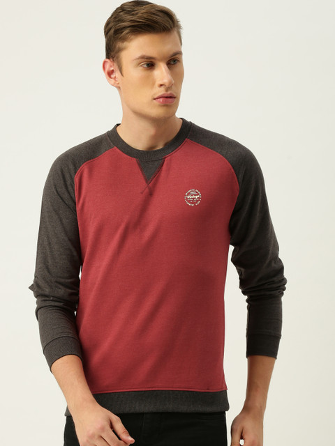

Peter England Men Maroon Solid Sweatshirt