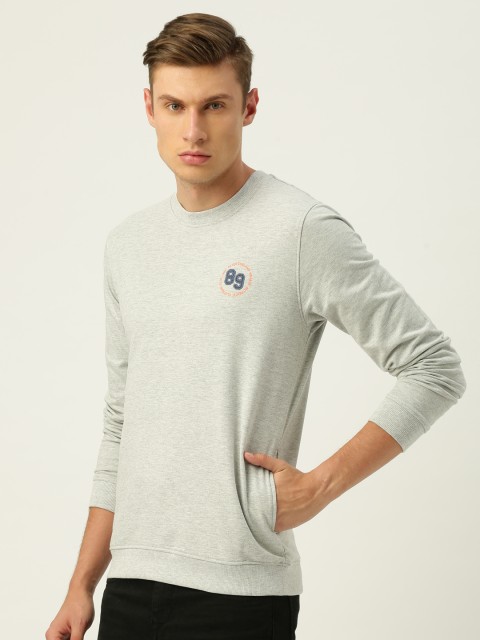 

Peter England Men Grey Melange Solid Sweatshirt