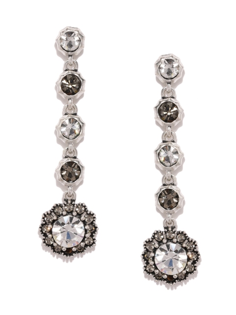 

DressBerry Silver-Toned Geometric Drop Earrings
