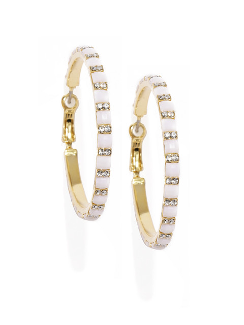 

DressBerry Gold-Toned & White Circular Hoop Earrings
