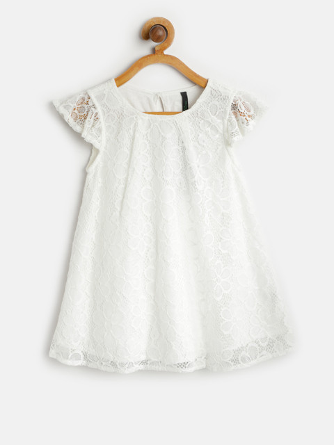 

United Colors of Benetton Girls White Lace A-Line Dress